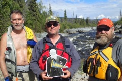 Flat John  about 40 miles south of the Arctic Circle on Birch Creek in northeast Alaska with Rick Kallaus '74, David Busse '74 & Alan Robertson '74